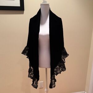 Elegant Black Velvet Scarf with Lace Trim, endless possibilities of how to wear